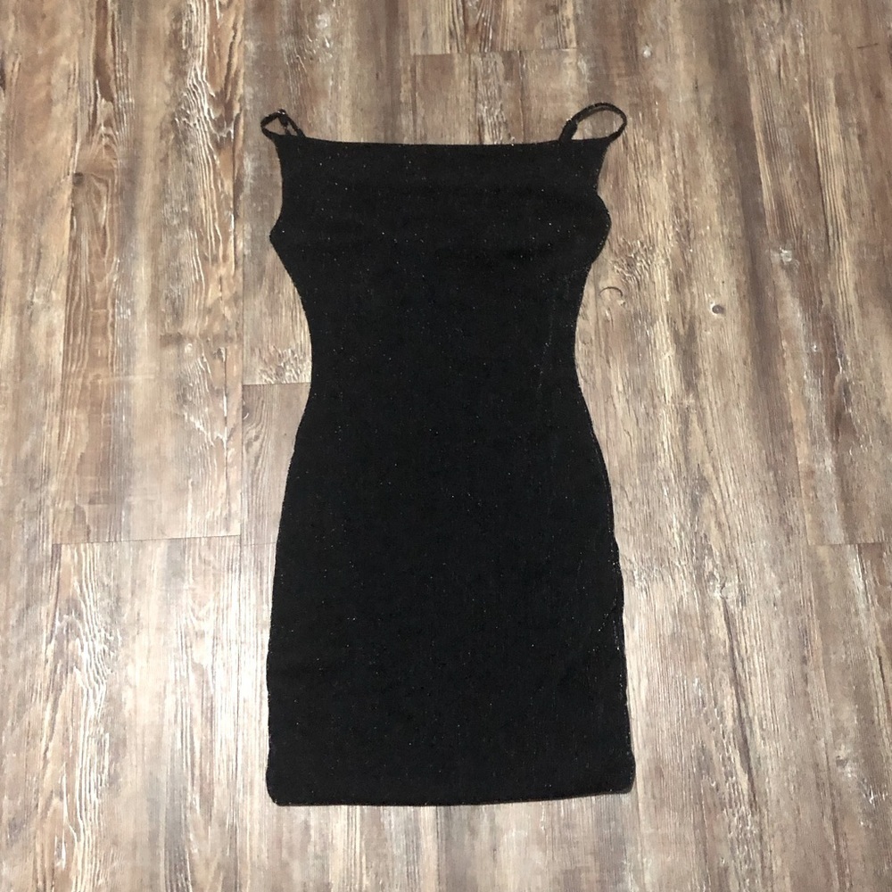 Hello Molly Dress Women's 4 Black Shimmer Sexy Date Night Mini Bodycon Sequin